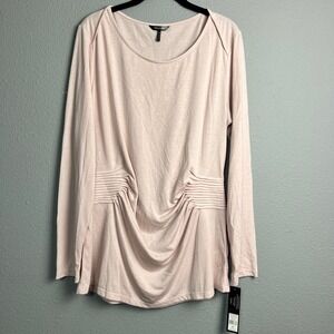 Daisy Fuentes Life of the Party L/SL Top Ruched Back Blouse Casual Comfy Pink XL